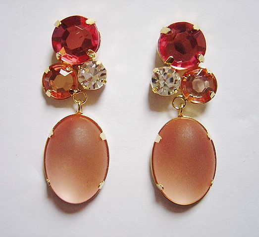 Brinco Rosa com Strass