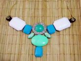 Maxi Colar Azul, Verde e Branco